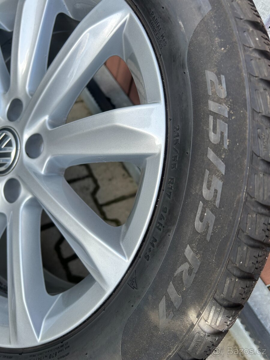 Alu kola + Pneu VW PASSAT B8 3G 215/55 originál,R17 - 4