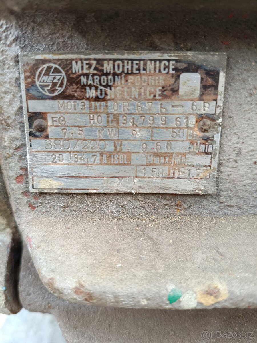 Elektromotor 7,5 KW / 960 ot. MEZ MOHELNICE - 4