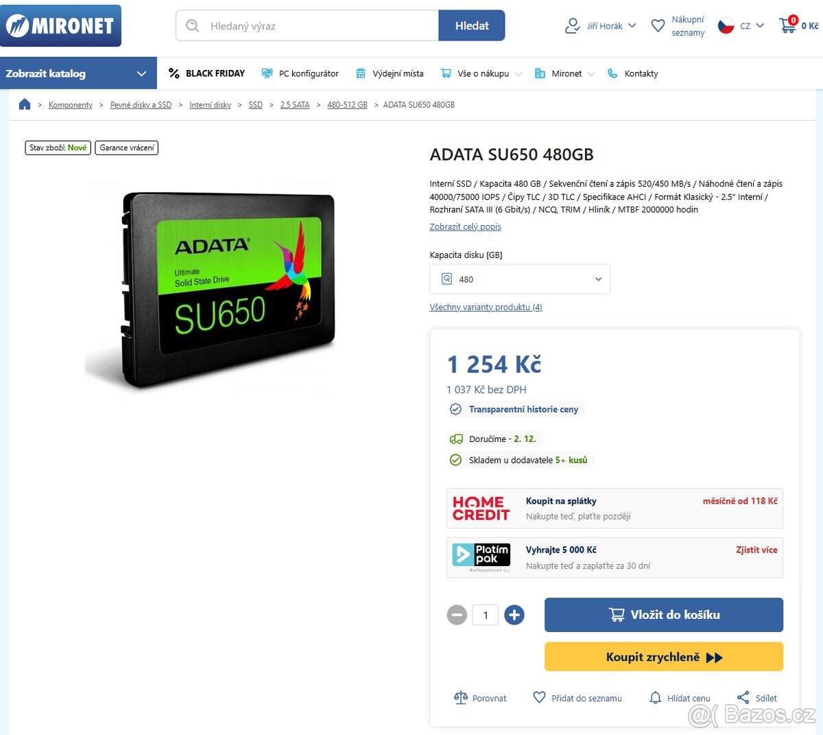 Nové SSD ADATA SU650 480GB - 4