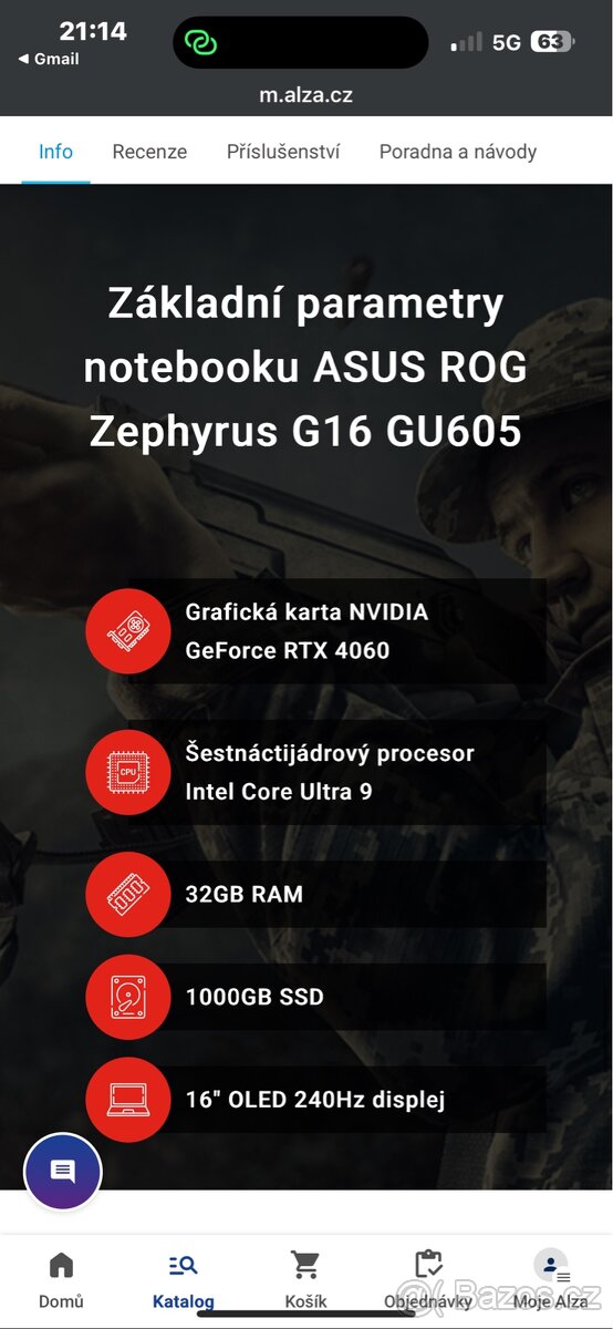 ASUS ROG Zephyrus G16 kovový - herní notebook, počítač, PC - 4