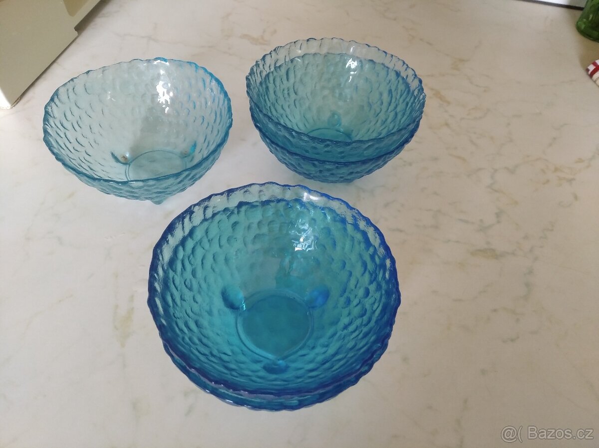 Modre sklenene misky na kompot - 4
