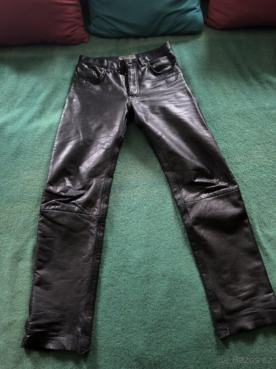 Kožené jeansy kalhoty, vel. 31 - 4