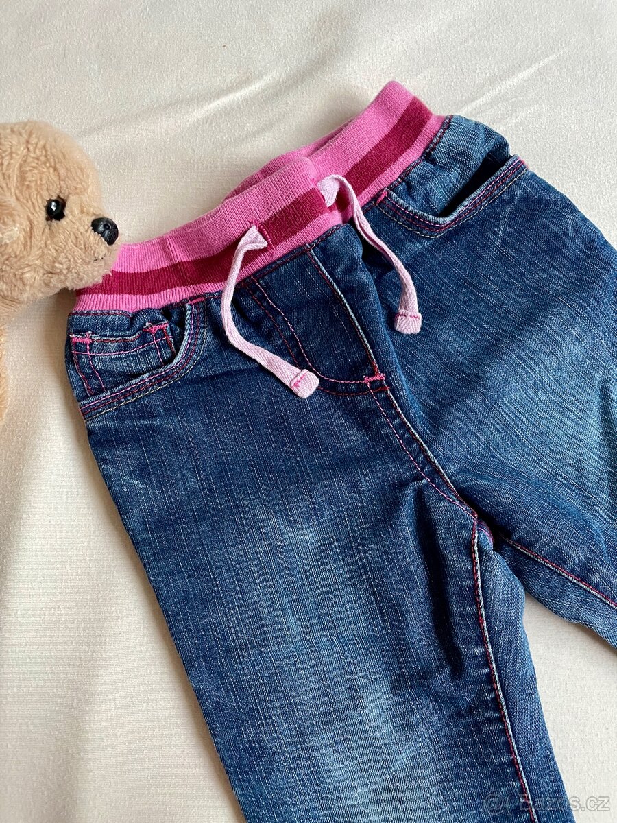Dívčí zateplené podzimní/zimní džíny vel. 92 - 4