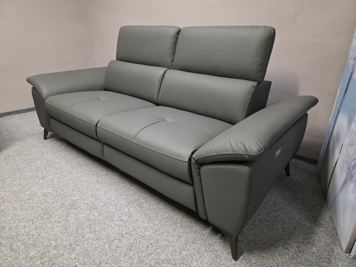 Nová kožená elektricky polohovací sedačka DANAE - 4