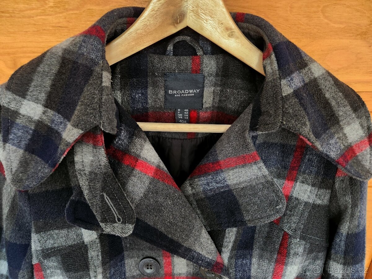 Dámský Kostkovaný krátký Kabát vel. 38-40 / M - 4