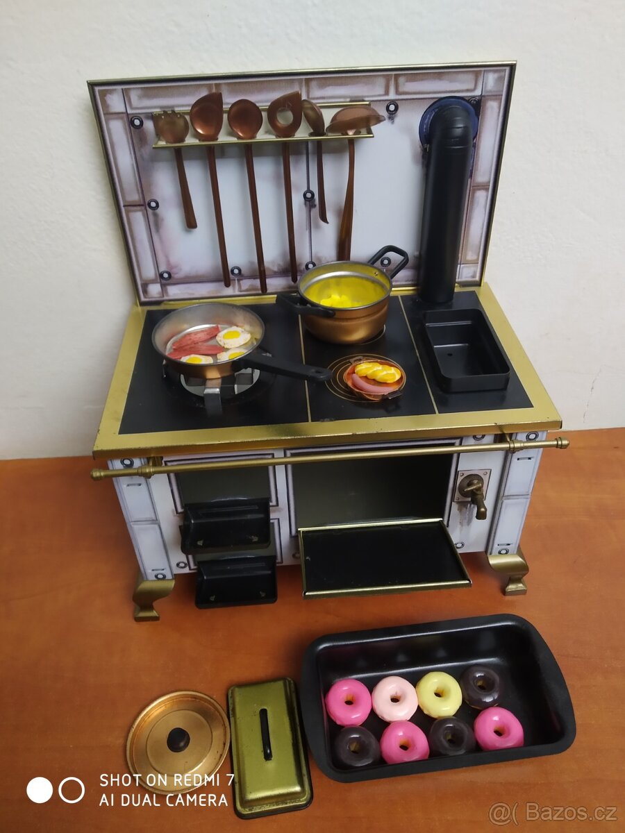 Plechová kamna sporák pro panenka barbie sběratele - 4