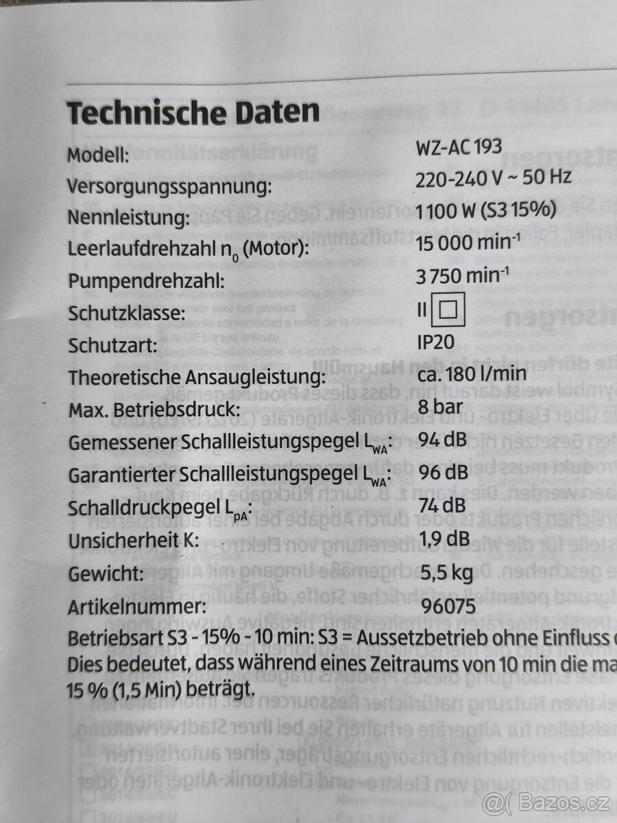 Prodám NEPOUŽITÝ kufříkový kompresor Workzone -8 bar. - 4