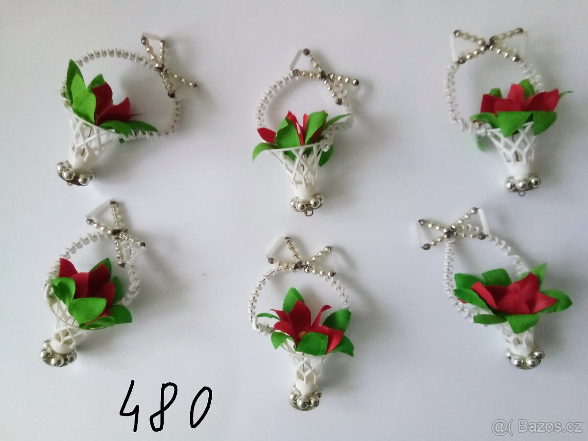 Staré, vánoční ozdoby -baňky-panáčci-korálkové, starožitné - 4