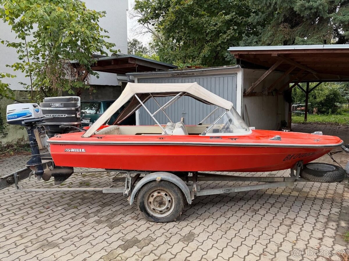 Člun / loď HILLE Classic + 2x motor (65HP +4HP) + Vozík s TP - 4