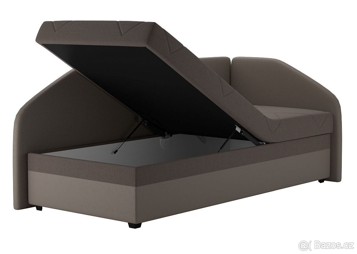 Čalouněná rohová válenda světle / tmavě hnědá - 4