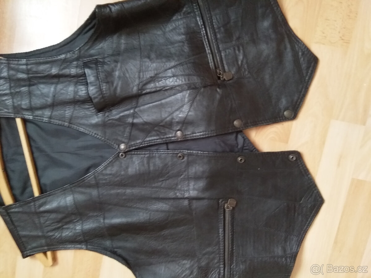 Vesta kožená černá pánská na silnějšího pána - 4