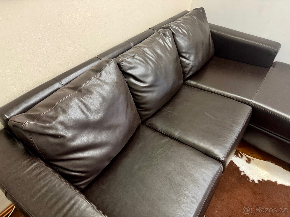 Kožená sedací souprava hnědá - 4