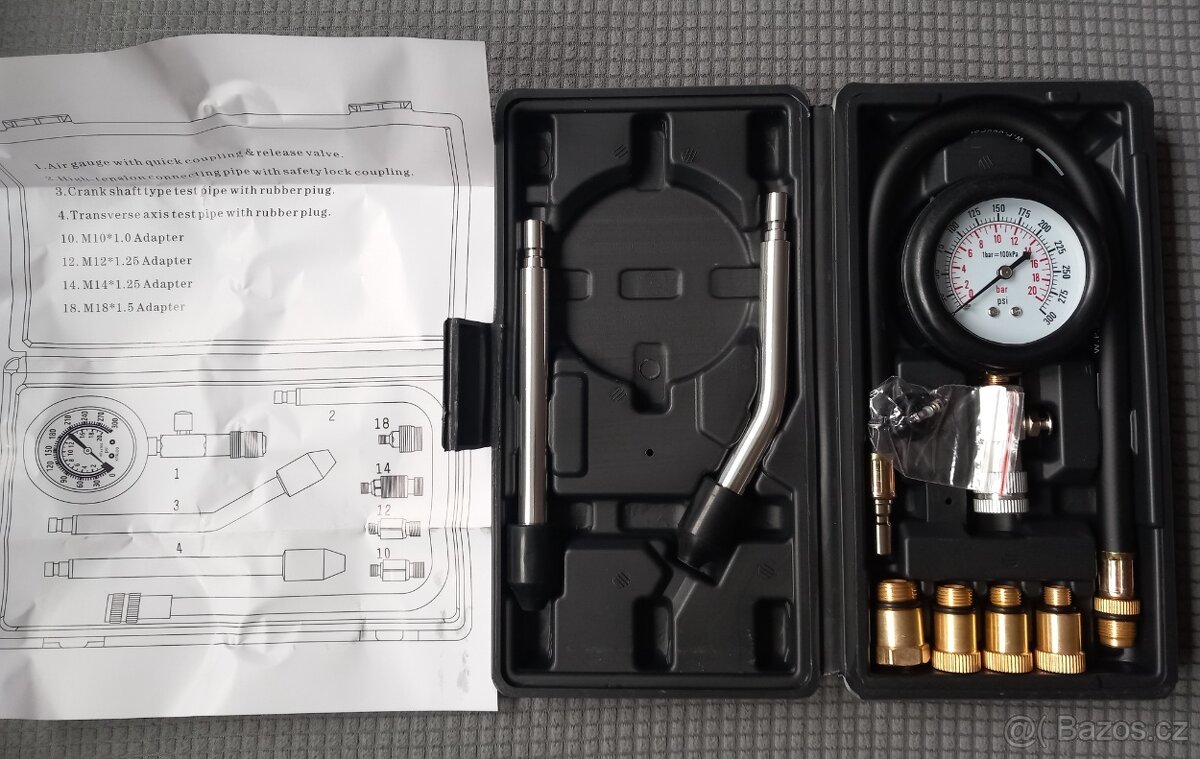 Tester komprese motoru automobilu. - 4
