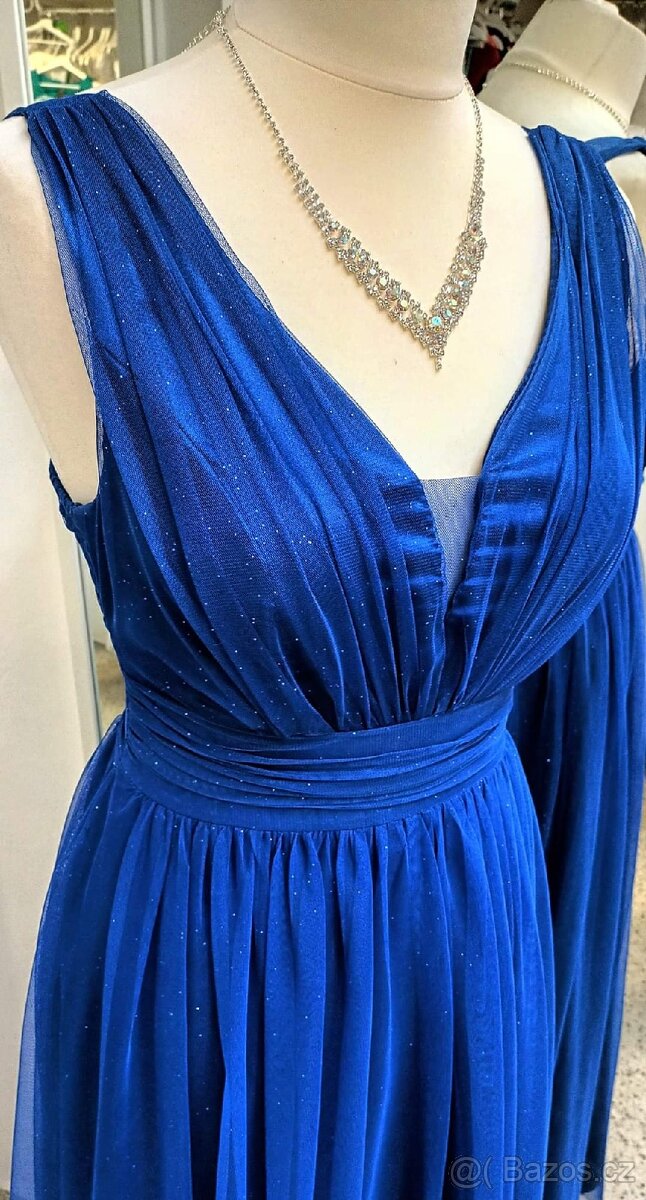 NOVÉ TŘPYTIVÉ plesové šaty MODRÉ - 4