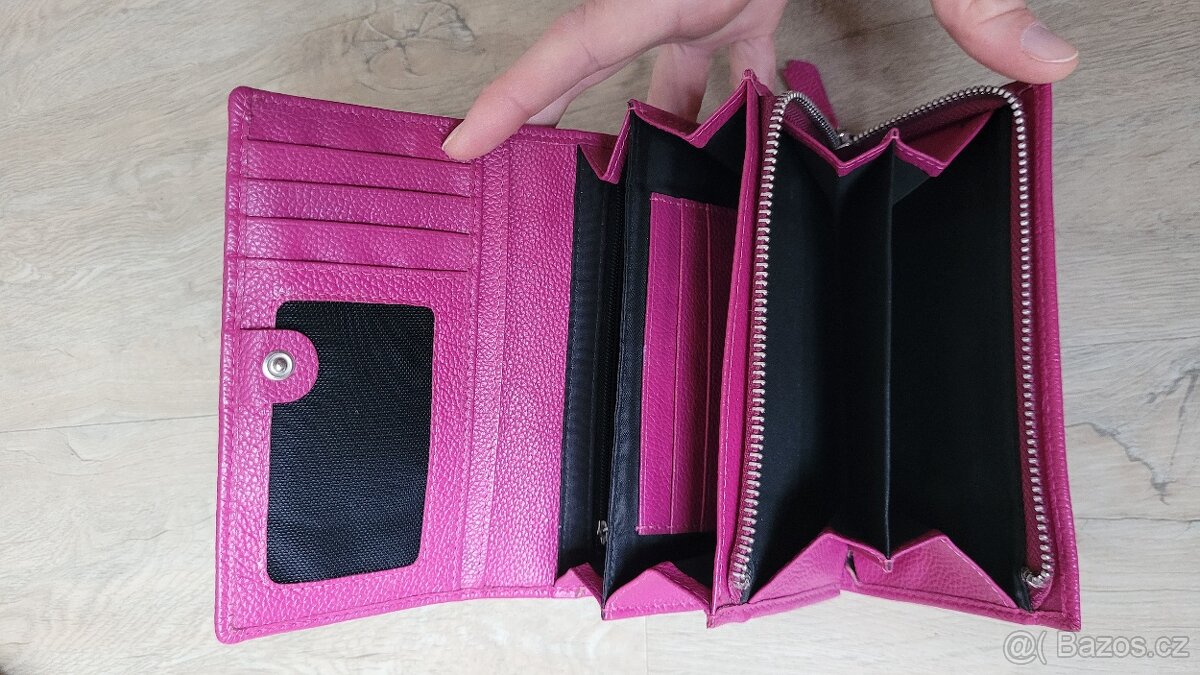 Kožená růžová peněženka Tosca Blu - 4