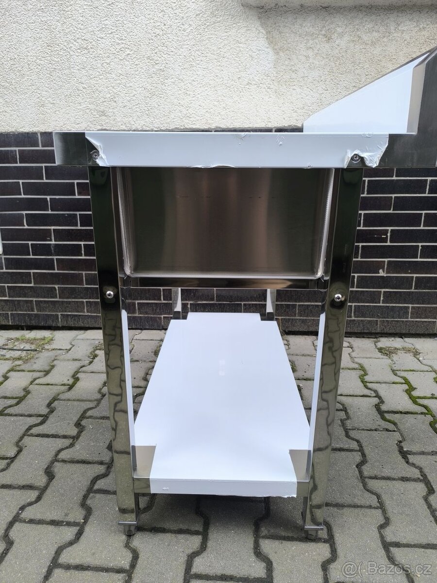 Nerezový gastro jednodřez (bazen) - dřezový stůl 100x60x85 - 4