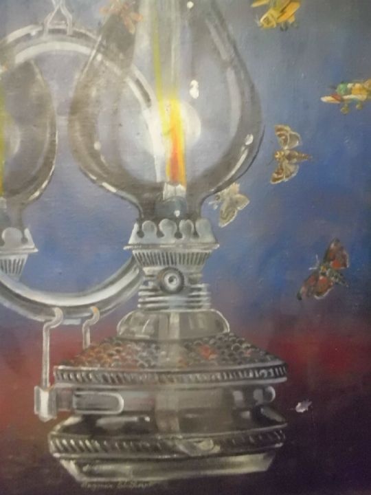 Starý Obr Obraz Olej - DAGMAR ŠIMKOVÁ Petrolejka a Letadla - 4