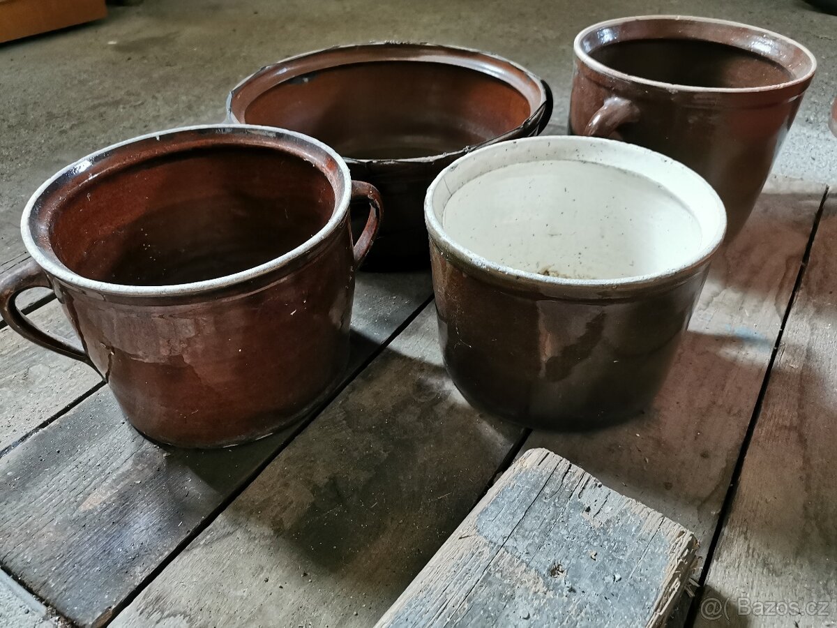 Staré kameninové hrnce, sada 4 ks nebo jednotlivě - 4