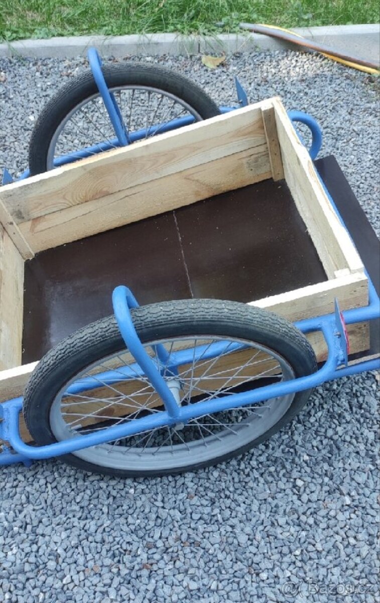 Ruční kára (dvoukolák) modrá barva, KOMPLETNÍ RENOVACE. - 4