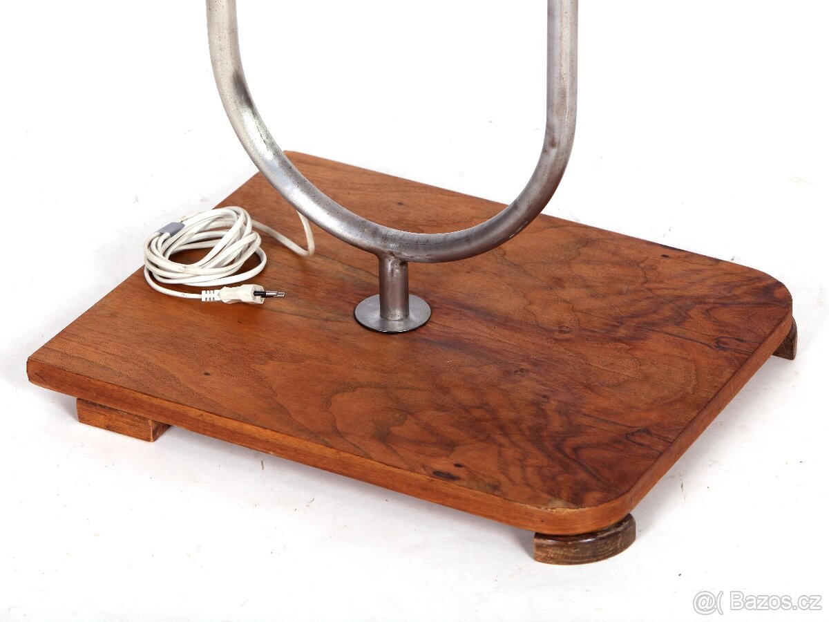 Zachovalá starožitná stojací lampa, ořech. - 4