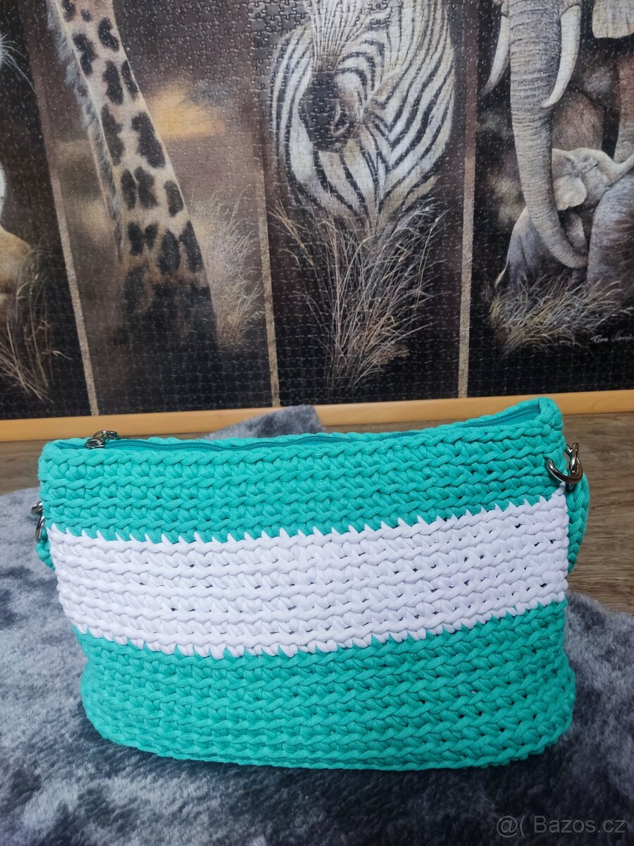 Nová háčkovaná kabelka tyrkysová Stafford - 4