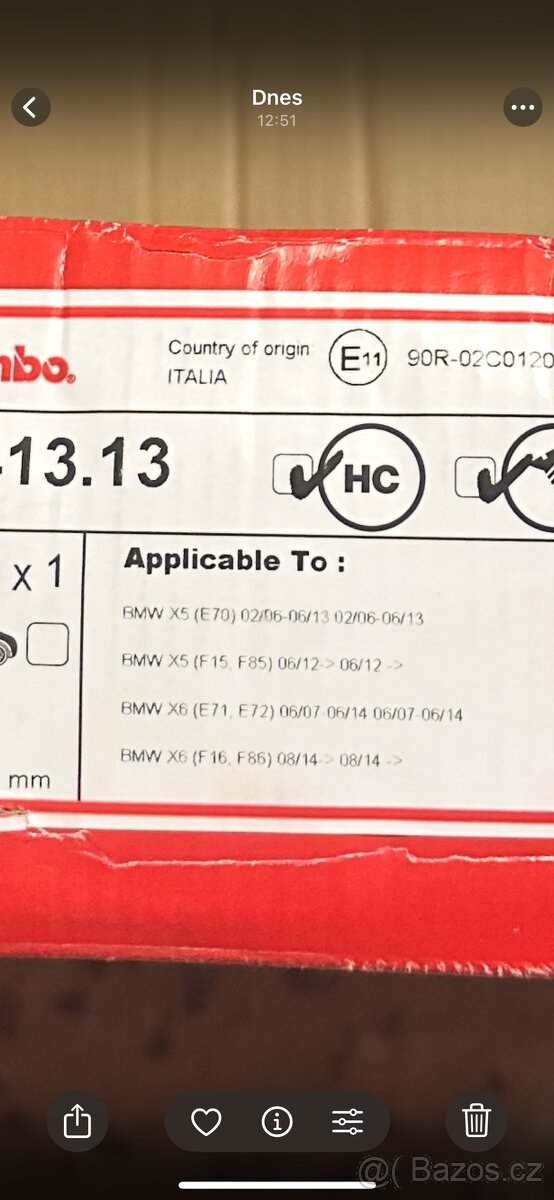 Prodám nové přední kotouče BREMBO - BMW X5/X6 - 4