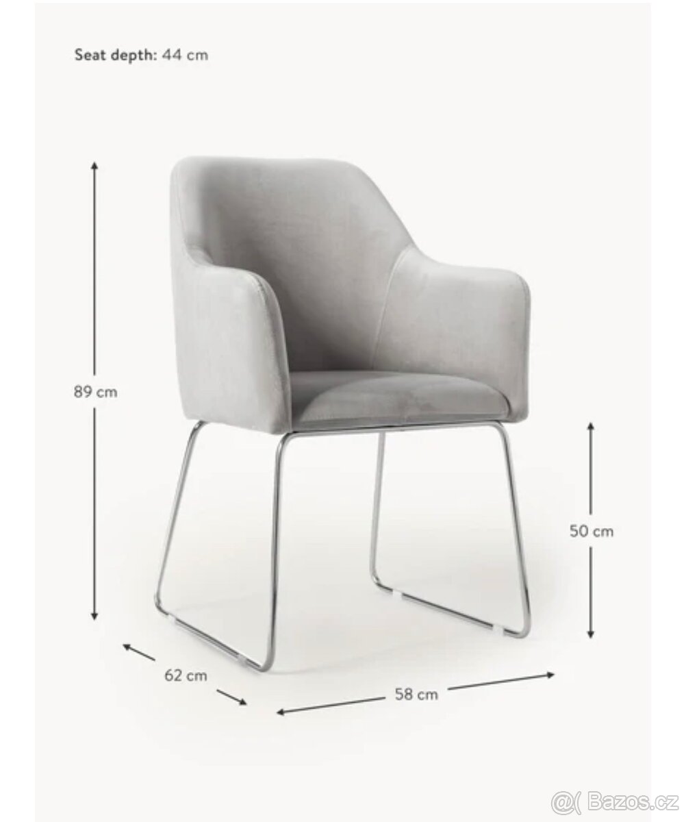 Sametová židle s podruckami - 4