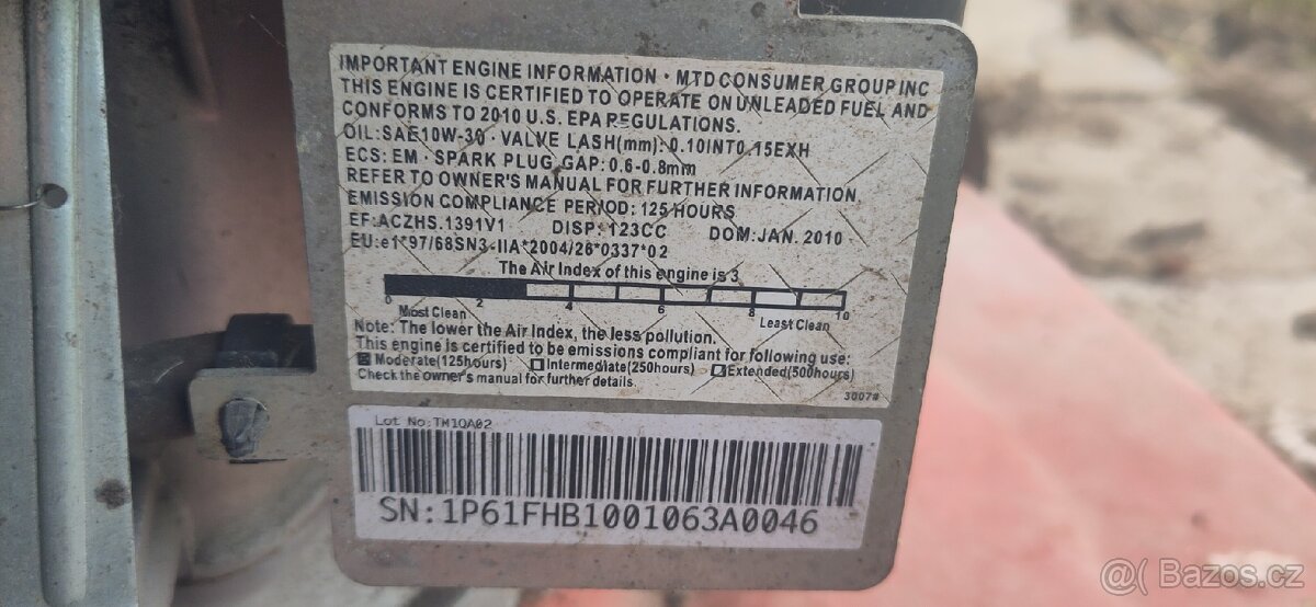 Pridám sekačku = motor MTD Thor X OHV35 - 4