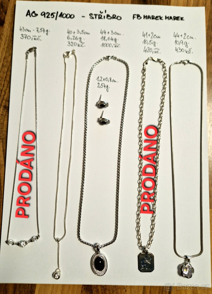 ⭐ Prodám stříbrné šperky 925/1000 – více kusů, různé druhy ⭐ - 4