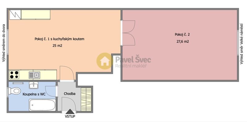 Pronájem bytu 2+kk, 60 m2, centrum města Strakonic - 4