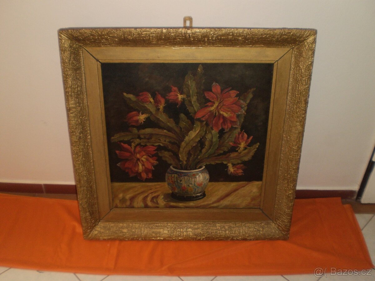 obraz - olej - kaktus - v rámu - -75 x 75 cm - 4