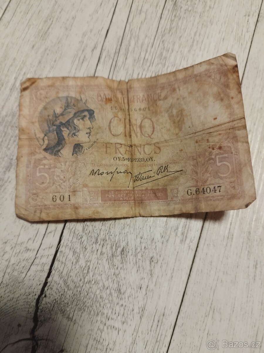 Bankovka 5 franků 1943 - 4