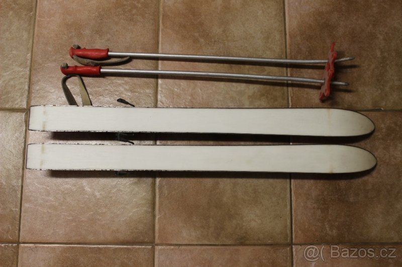 Dětský set lyže lyžáky hůlky - lyžáky vel 19,5 - 4