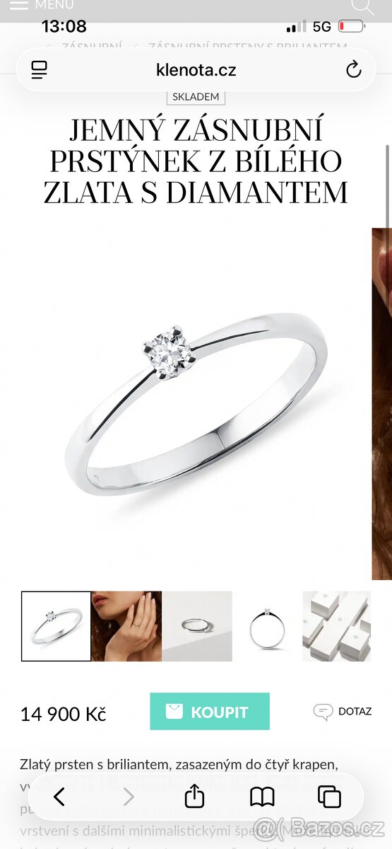 Prsten z bílého zlata s diamantem - 4