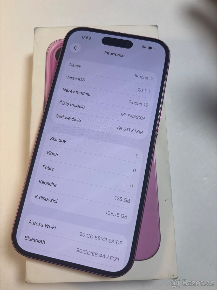 Apple iPhone 16 128gb Pink kondice baterie 100% Zaruka do 01 - 4