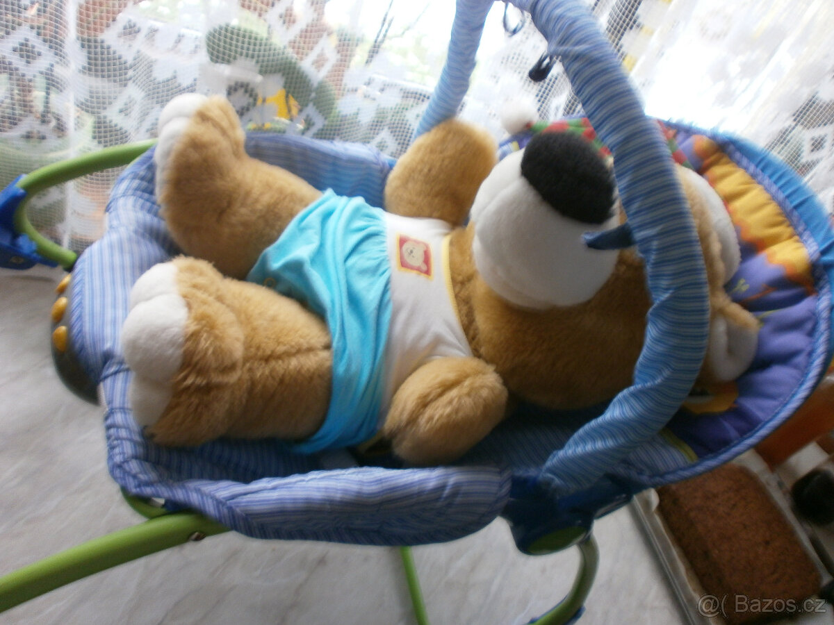 Retro dřevěná - dětská rozkládací židlička a houpátko - 4