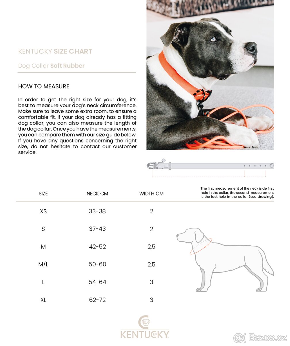 Kentucky - Gumový obojek XL + stopovačka 5 m - neon orange - 4