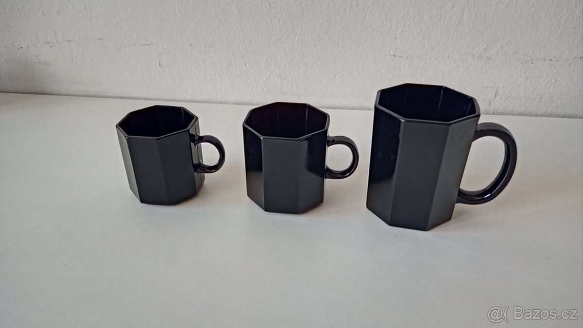 Sada - kávové / čajové šálky s podšálky "OKTAGON" černé - 4