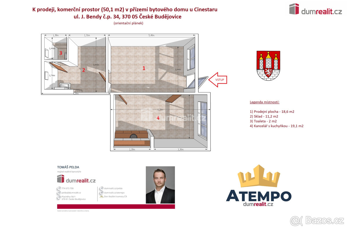K prodeji, komerční prostor (50,1 m2) v přízemí bytového dom - 4