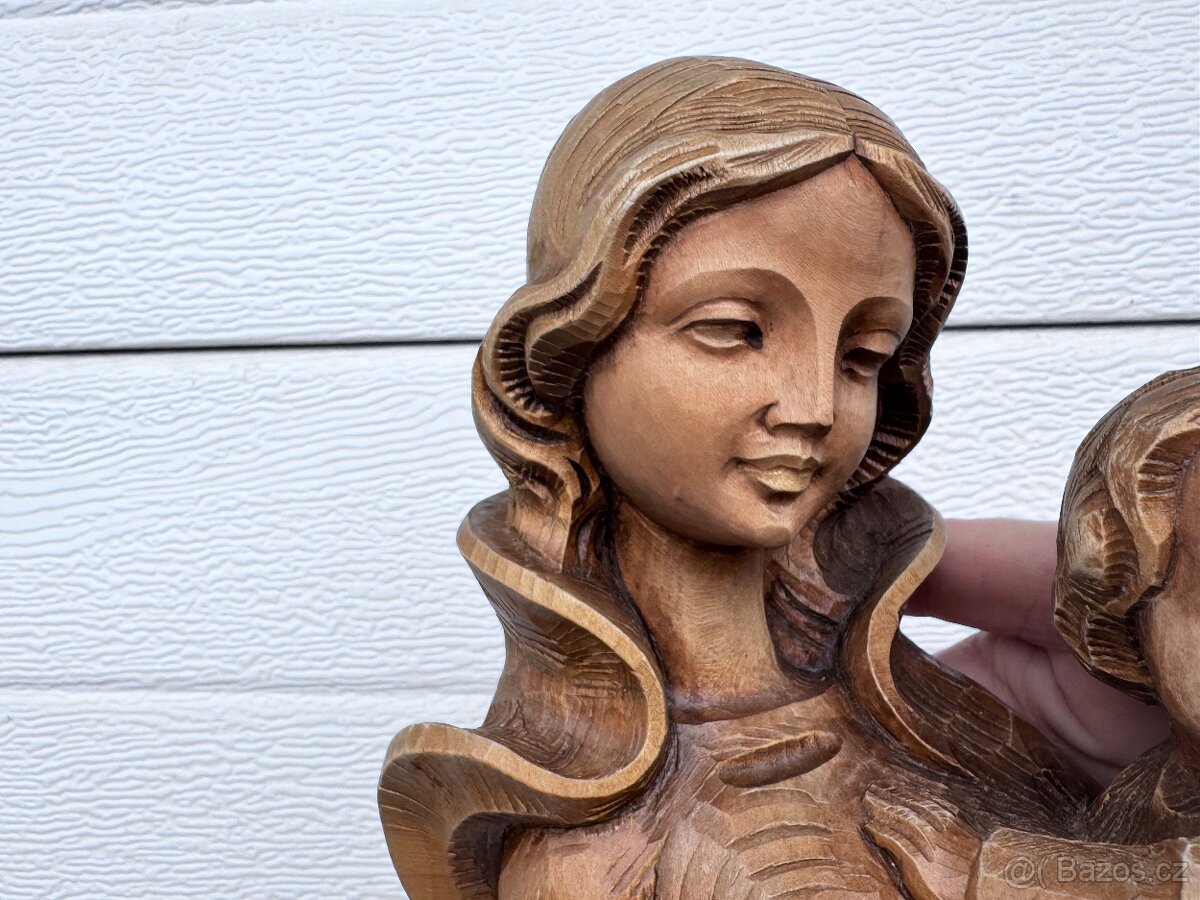 Velká dřevená socha Panna Marie značená řezbářem - 4