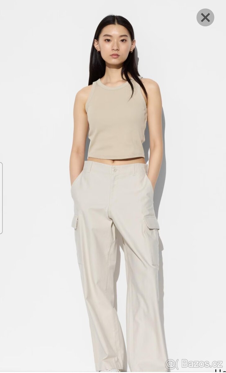 Nové plátěné cargo kalhoty prodloužené délky Uniqlo, vel. L - 4