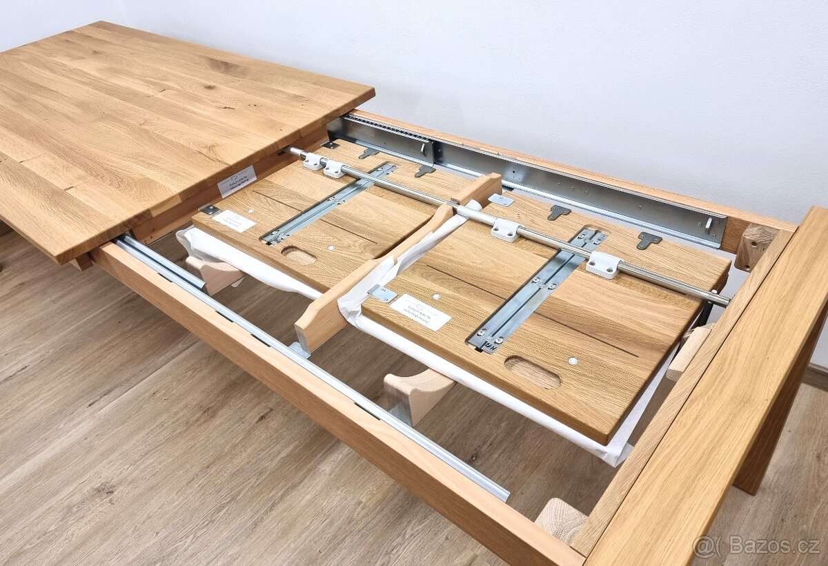 Nový stůl dub masiv s dvojitým rozkladem 90x160+2x45 cm - 4