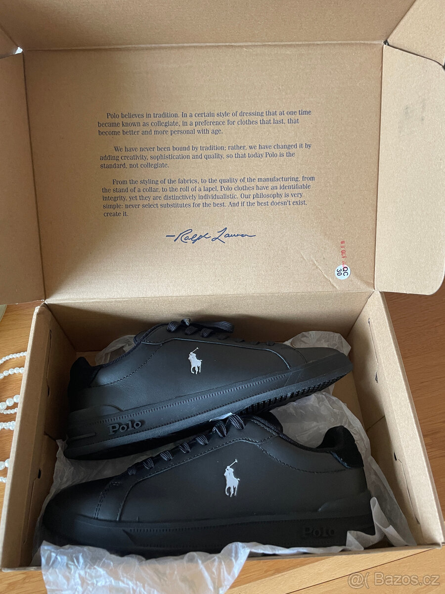 Černé kožené unisex tenisky Polo Ralph Lauren 40 - 4