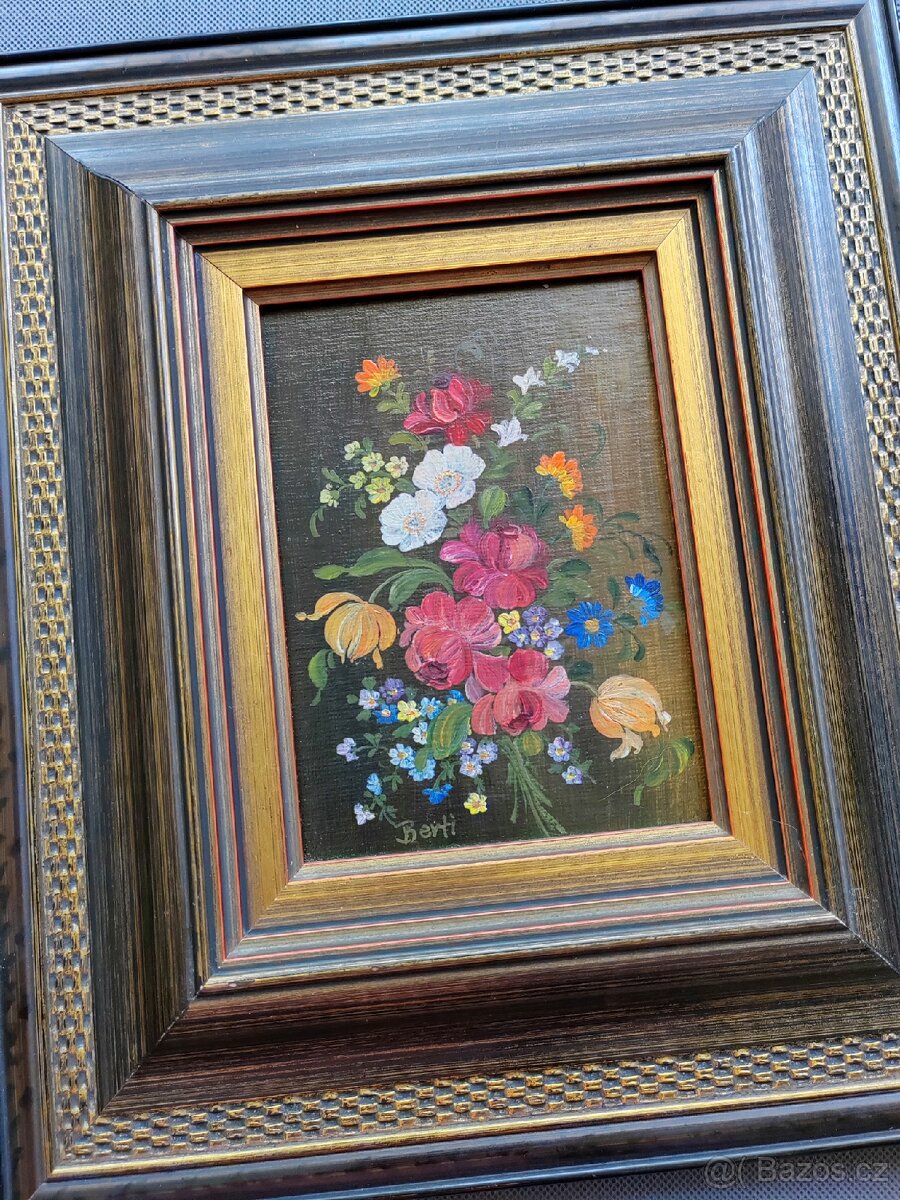 Originální olejová malba "Zátiší s polními květinami" - 4