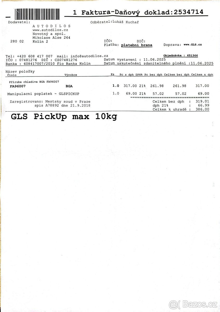 Příruba chladiva BGA FA96007 - 4