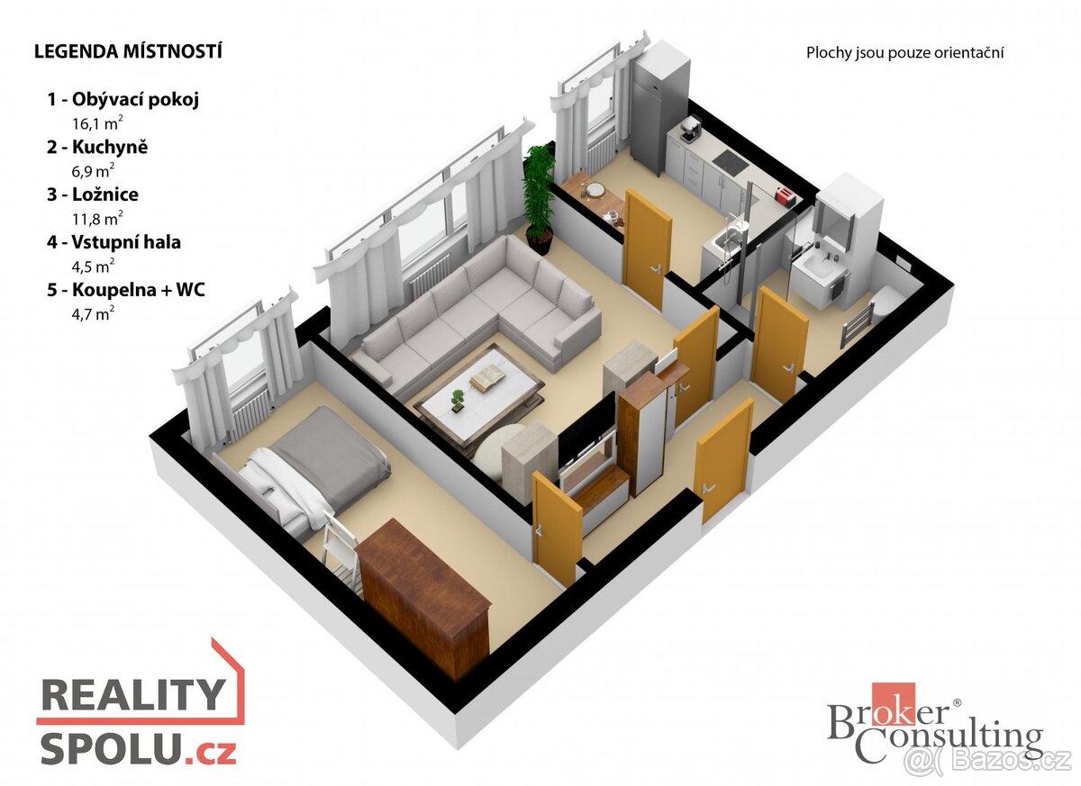 Pronájem, byty/2+1, 44 m2, Pražského 635/36, Hlubočepy, 1520 - 4
