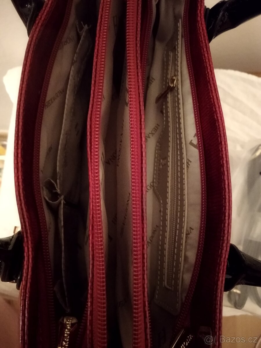 Kabelka tmavě červená krokodýlí - 4
