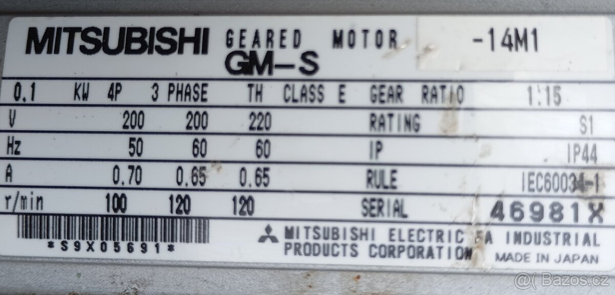 Převodový motor Mitsubishi GM-S (0,1 kW) - 4