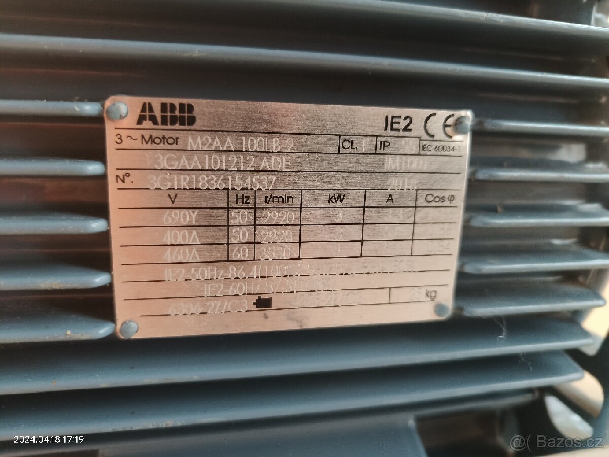 Nový nepoužitý motor ABB 3kW - 4