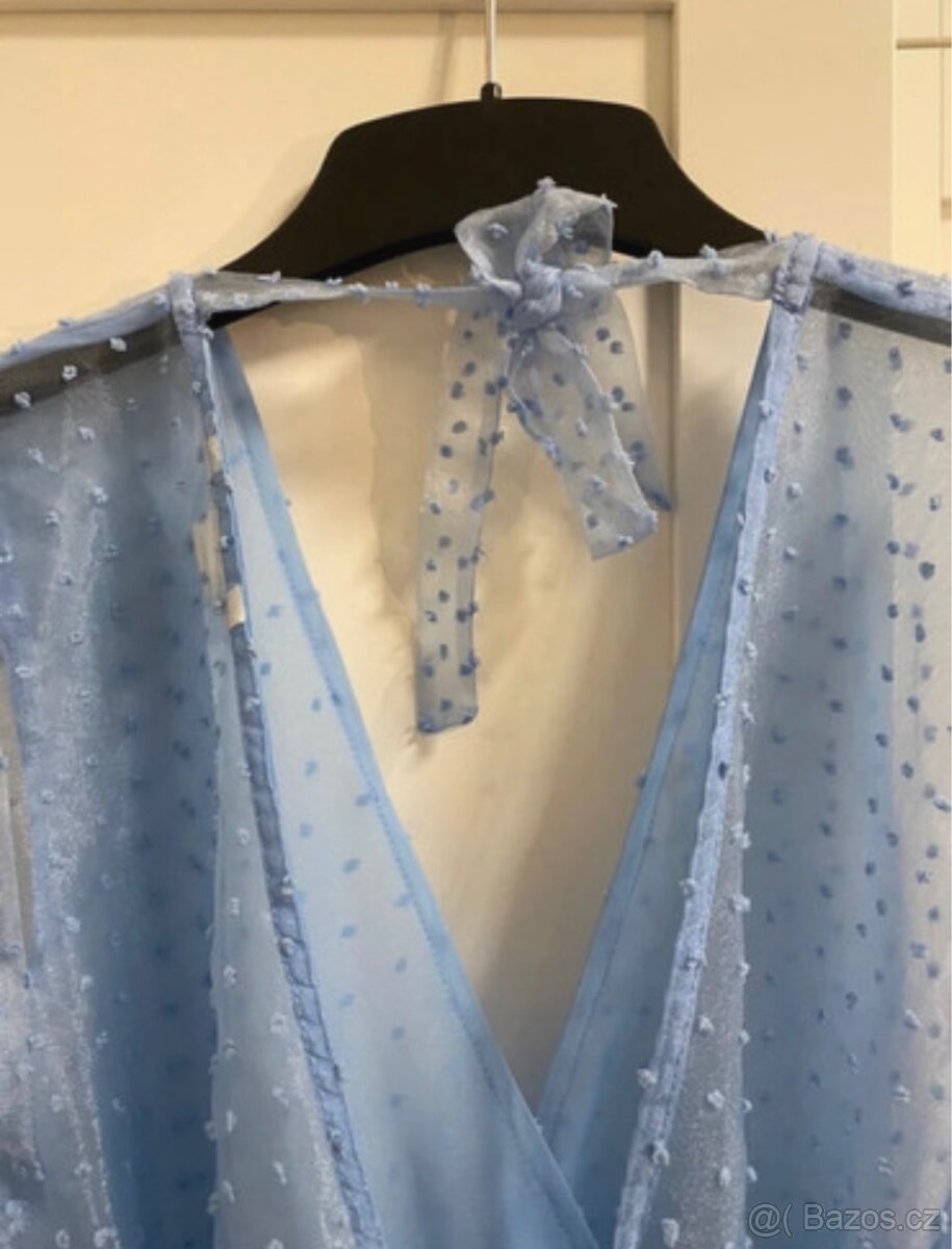 Zavinovací modré šaty - 4